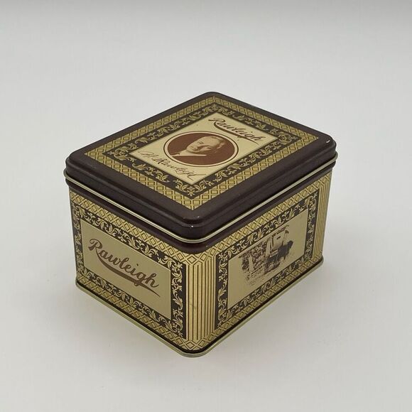 Vintage Candy Tin W.T. Rawleigh Brown Gold W/ Lid Metal Storage Box Collectible - Picture 1 of 15